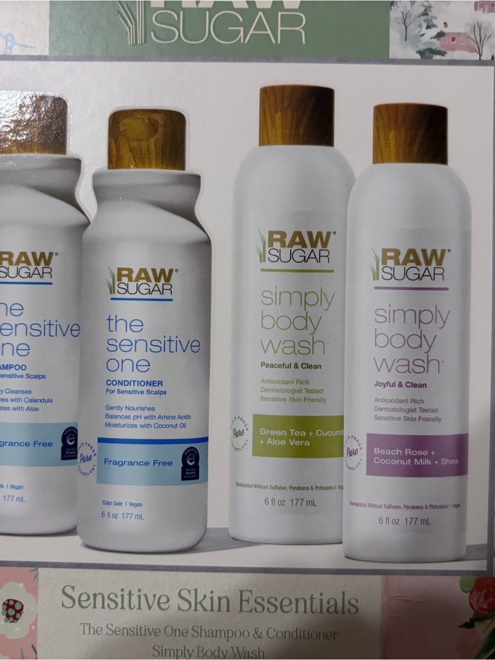 RAW SUGAR The Sensitive One Shampoo & Conditioner, Body wash  .... box set